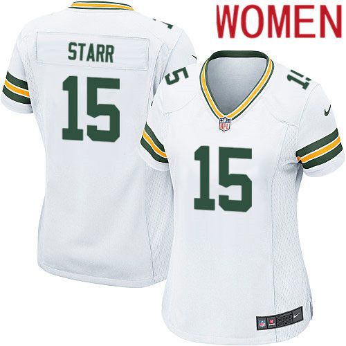 Women Green Bay Packers #15 Bart Starr White Nike Game NFL Jersey->women nfl jersey->Women Jersey